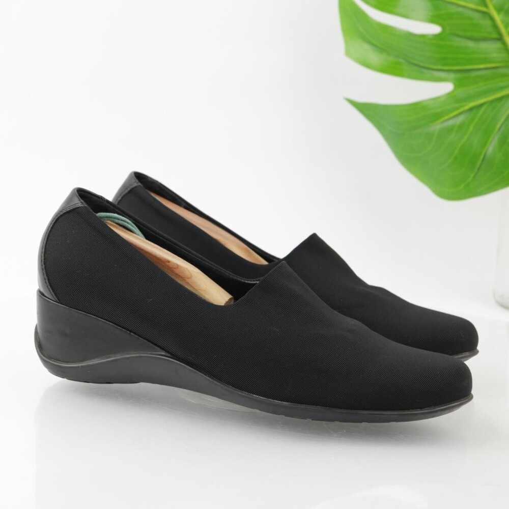 Aquatallia Womens Pump Size 40 9.5 Black SlipOn Shoe Low Wedge Comfy Work Career